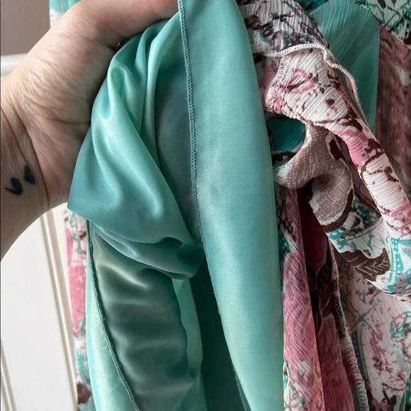 Encore Turquoise Floral Asymmetrical Maxi Skirt 16 - Picture 5 of 10